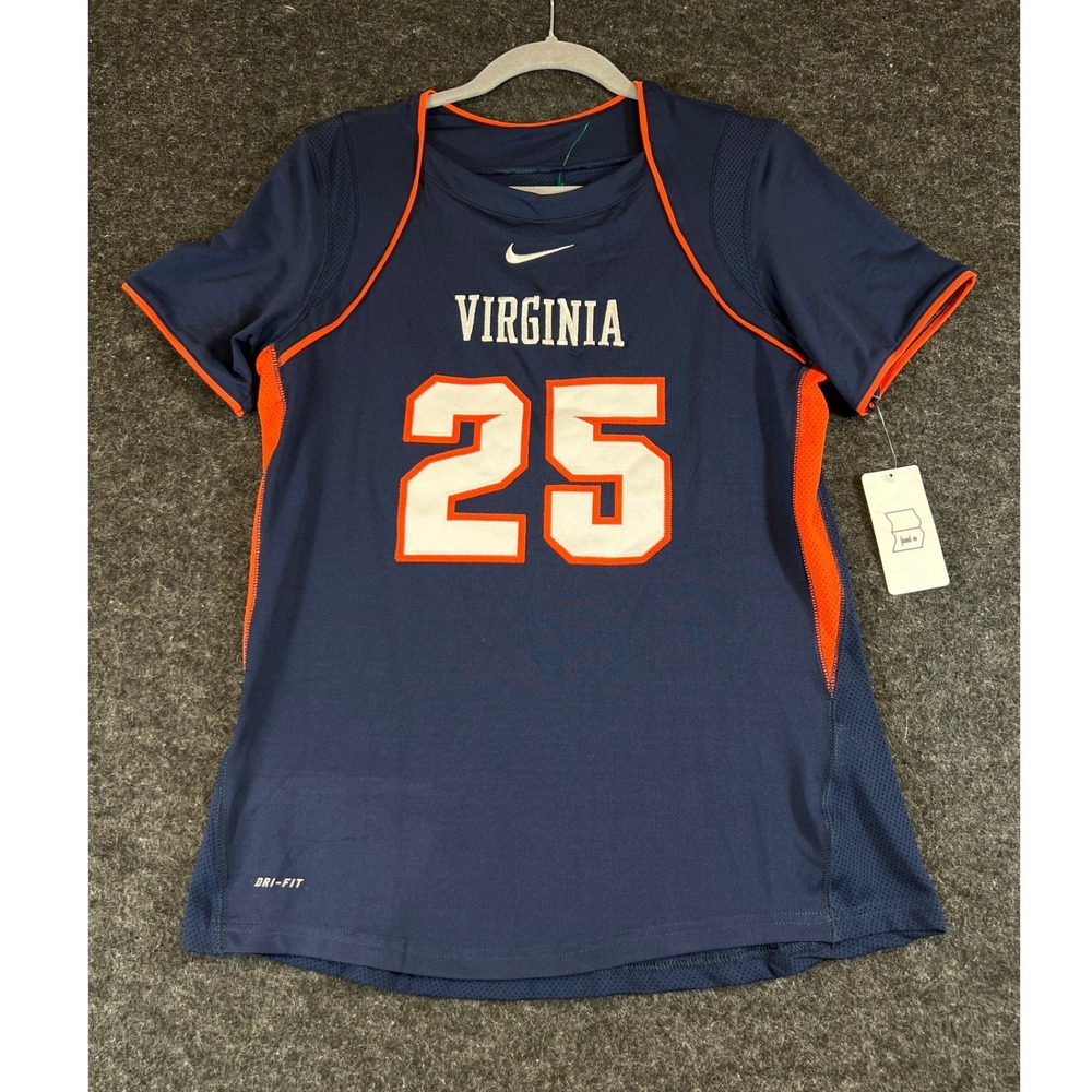 Nike Virginia Cavaliers Lacrosse Jersey Womens Medium Navy SAMPLE Orange #25 NWT
